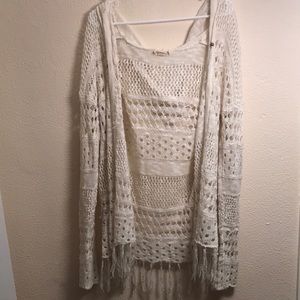 Hooded cardigan with crochet detail